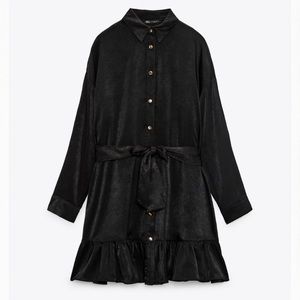 Zara satin effect shirt dress